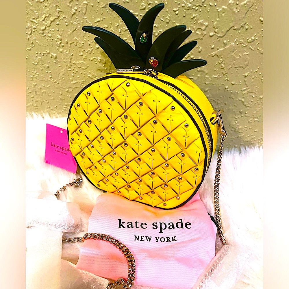 Kate Spade ♠️ RARE Picnic Pineapple Crossbody Leather Novelty Purse Handbag Bag